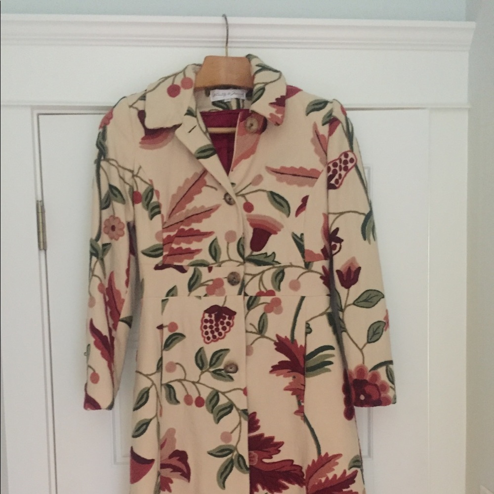 Floral embroidered pea coat